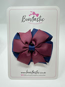 3 Inch Double Pinwheel Bow - Burgundy & Navy