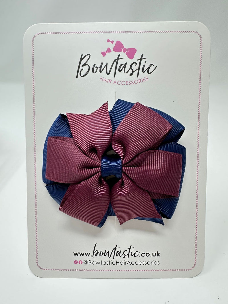 3 Inch Double Pinwheel Bow - Burgundy & Navy