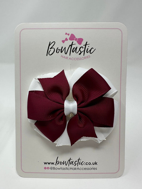 3 Inch Double Pinwheel Bow - Wine & White