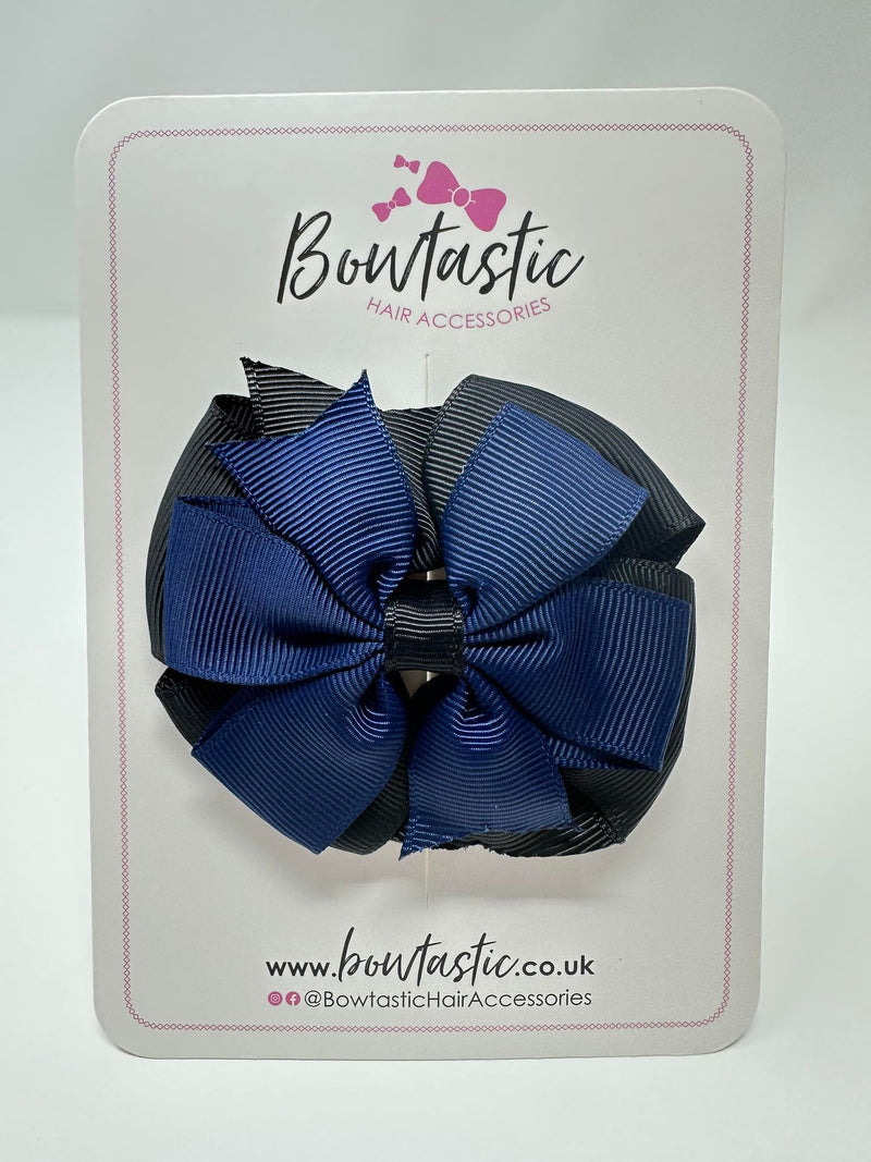 3 Inch Double Pinwheel Bow - Navy & Black