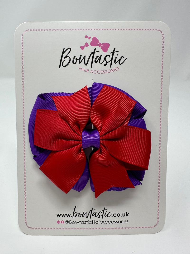 3 Inch Double Pinwheel Bow - Purple & Red