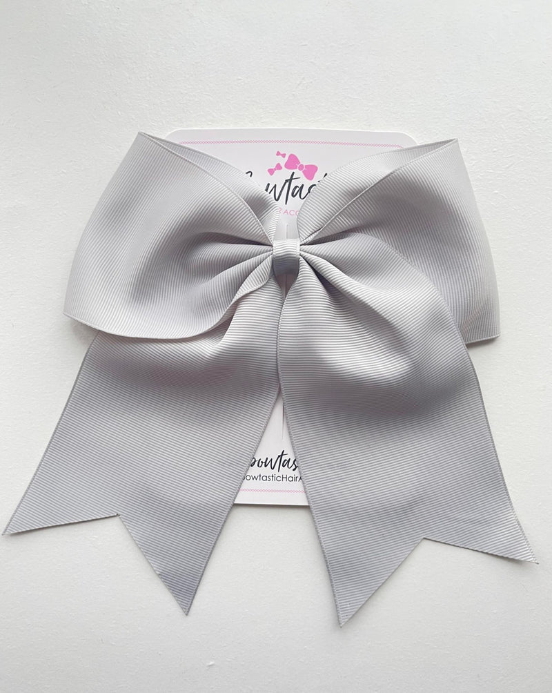 7 Inch Cheer Bow - Shell Grey