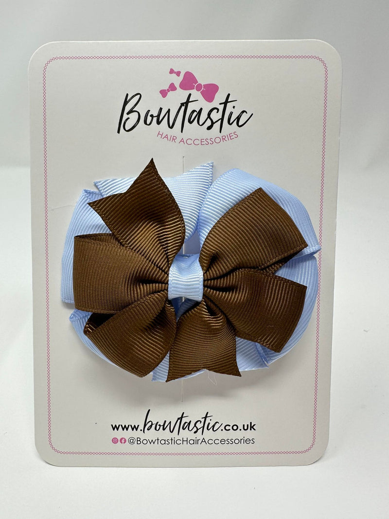 3 Inch Double Pinwheel Bow - Turftan & Bluebell