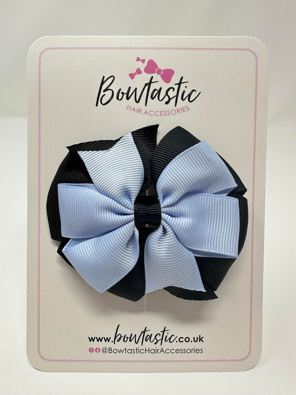 3 Inch Double Pinwheel Bow - Black & Bluebell