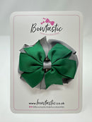 3 Inch Double Pinwheel Bow - Forest Green & Metal Grey