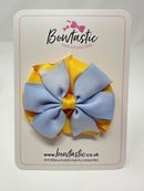 3 Inch Double Pinwheel Bow - Yellow Gold & Bluebell