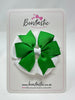 3 Inch Double Pinwheel Bow - Emerald Green & White