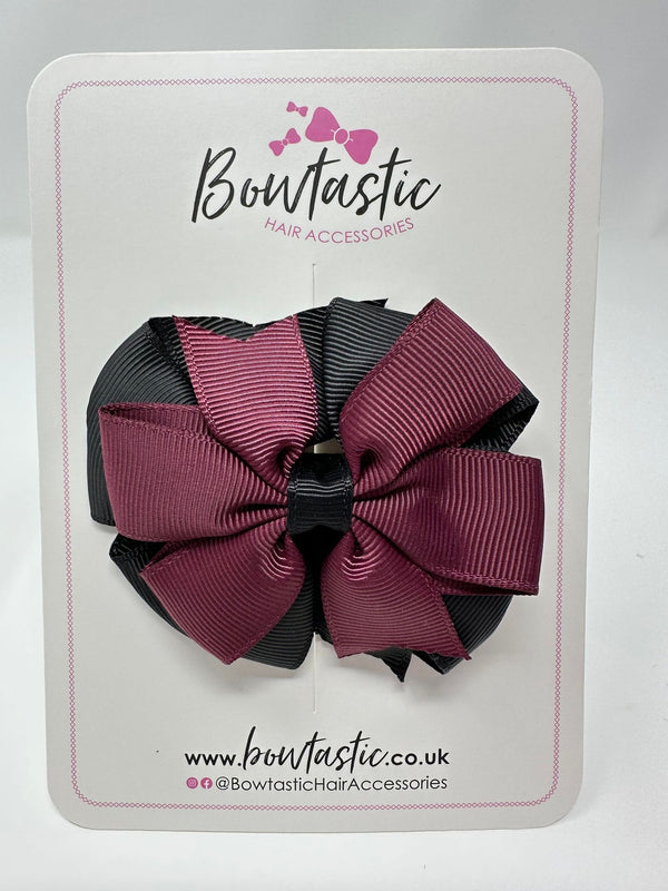 3 Inch Double Pinwheel Bow - Burgundy & Black