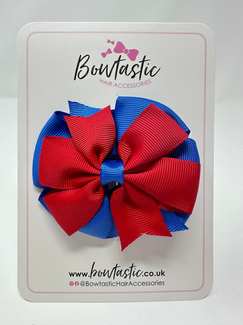 3 Inch Double Pinwheel Bow - Royal Blue & Red