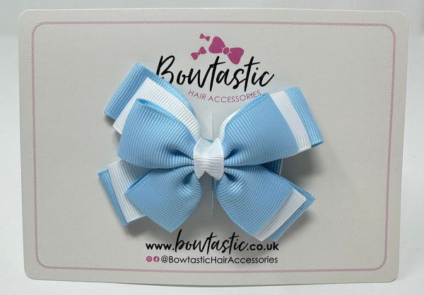 3 Inch Layer Butterfly Bow - Blue Topaz & White