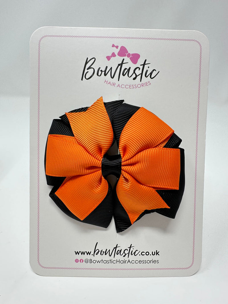 3 Inch Double Pinwheel Bow - Orange & Black