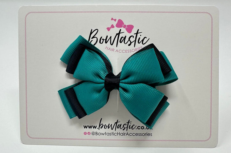 3 Inch Layer Butterfly Bow - Jade Green & Black