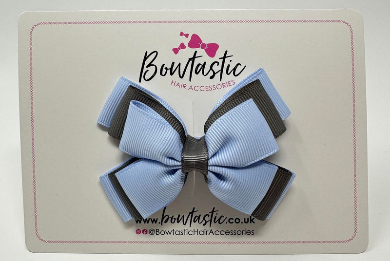 3 Inch Layer Butterfly Bow - Bluebell & Metal Grey