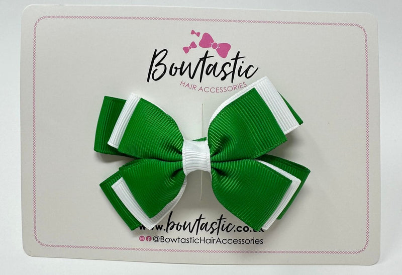 3 Inch Layer Butterfly Bow - Emerald Green & White