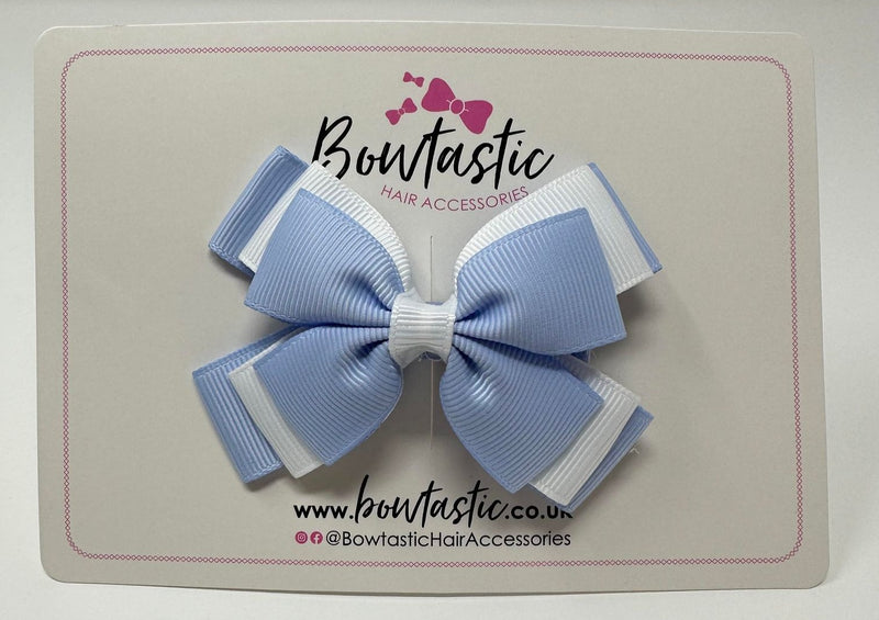 3 Inch Layer Butterfly Bow - Bluebell & White