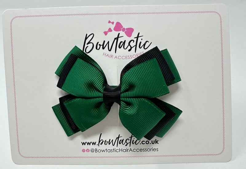 3 Inch Layer Butterfly Bow - Forest Green & Black