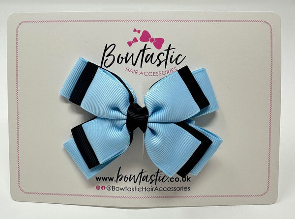 3 Inch Layer Butterfly Bow - Blue Topaz & Black