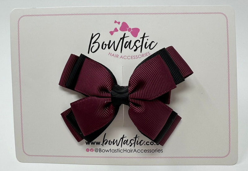 3 Inch Layer Butterfly Bow - Burgundy & Black