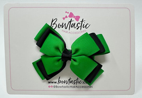 3 Inch Layer Butterfly Bow - Emerald Green & Black