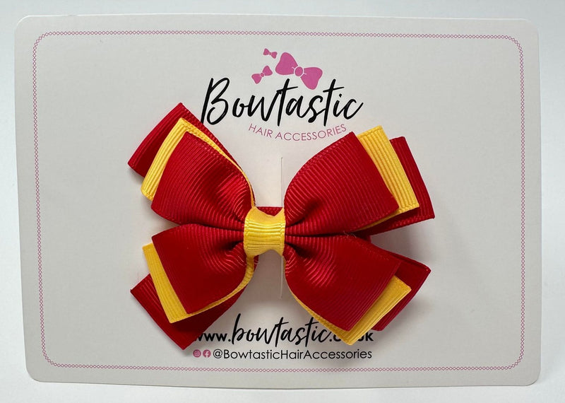 3 Inch Layer Butterfly Bow - Red & Yellow Gold