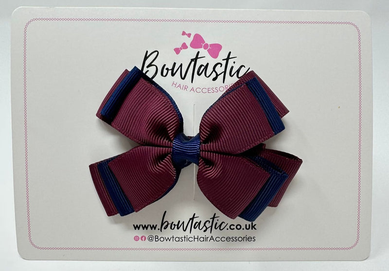 3 Inch Layer Butterfly Bow - Burgundy & Navy