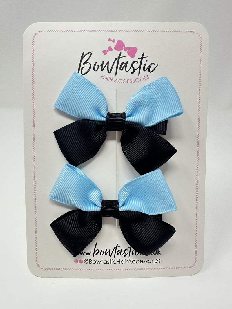 2.5 Inch Butterfly Bow - Blue Topaz & Black - 2 Pack