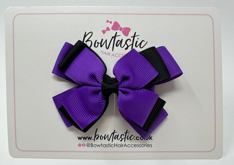 3 Inch Layer Butterfly Bow - Purple & Black