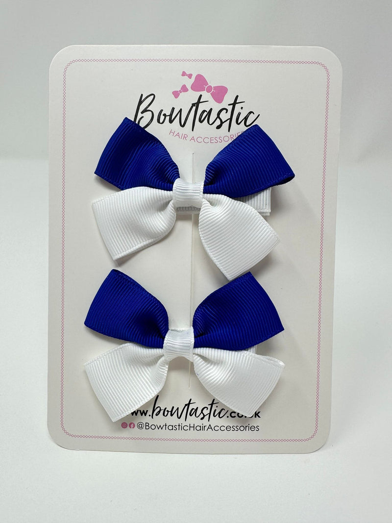 2.5 Inch Butterfly Bow - Cobalt & White - 2 Pack