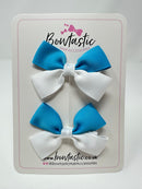 2.5 Inch Butterfly Bow - Turquoise & White - 2 Pack