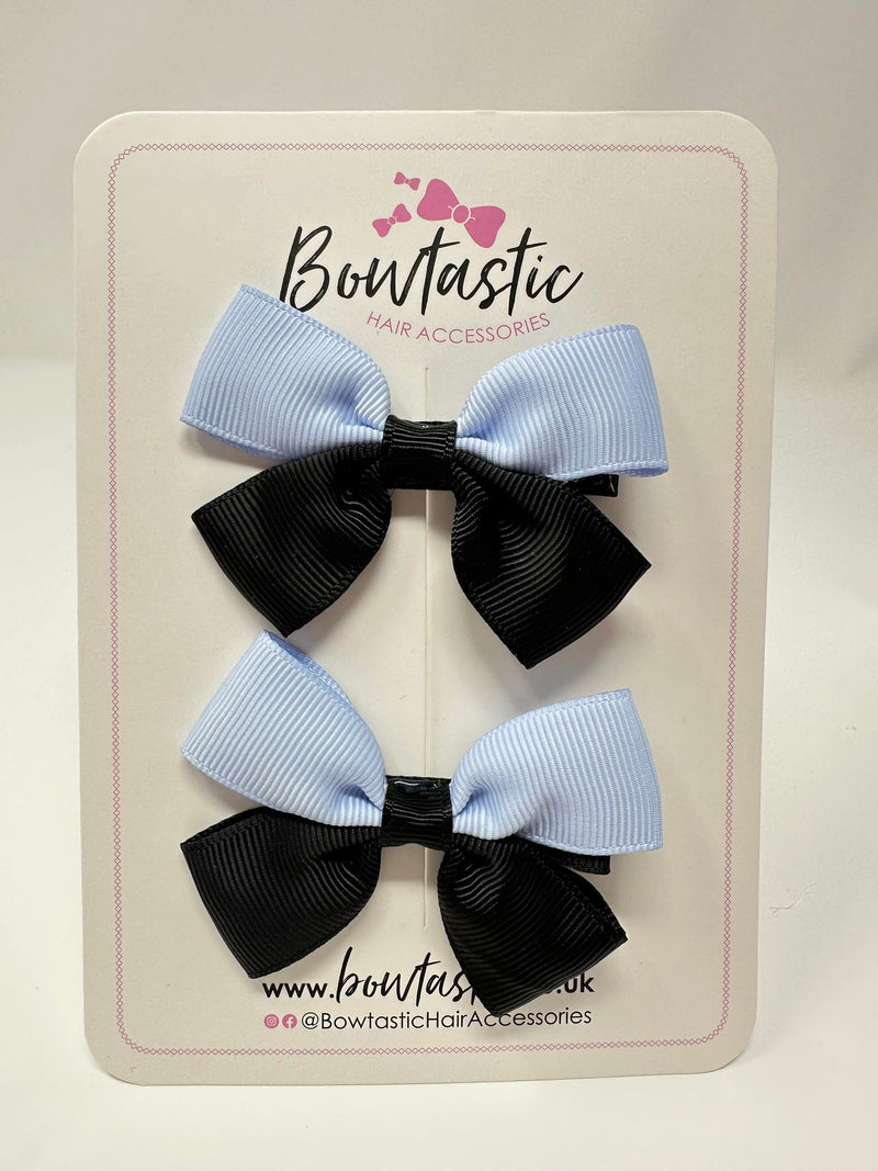 2.5 Inch Butterfly Bow - Black & Bluebell - 2 Pack