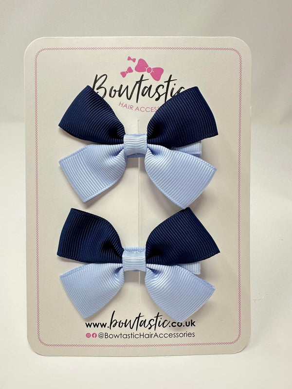 2.5 Inch Butterfly Bow - Navy & Bluebell - 2 Pack