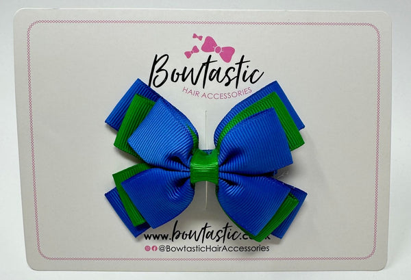 3 Inch Layer Butterfly Bow - Royal Blue & Emerald Green