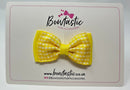3 Inch Flat Double Bow - Yellow Gingham