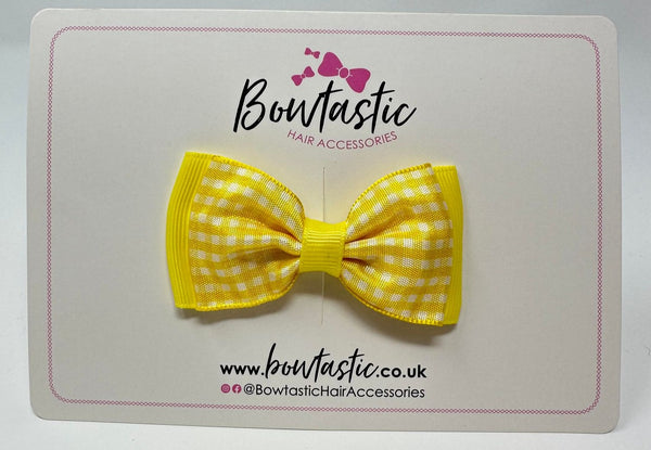 3 Inch Flat Double Bow - Yellow Gingham