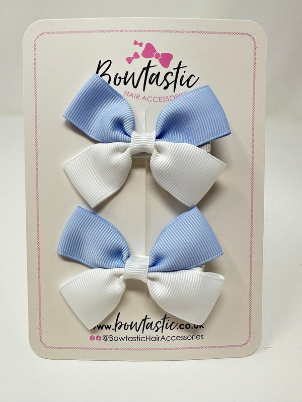 2.5 Inch Butterfly Bow - Bluebell & White - 2 Pack