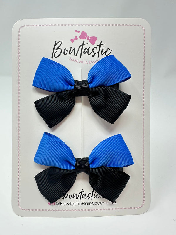 2.5 Inch Butterfly Bow - Royal Blue & Black - 2 Pack