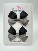 2.5 Inch Butterfly Bow - Black & Metal Grey - 2 Pack