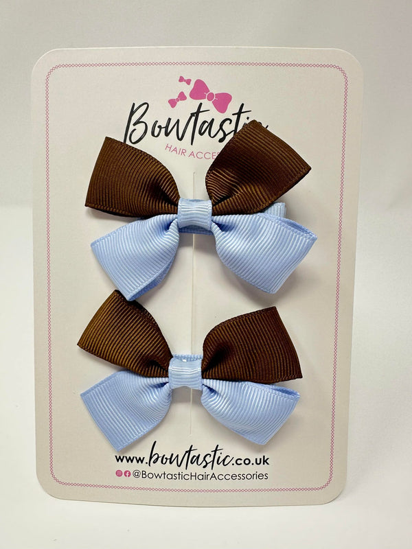 2.5 Inch Butterfly Bow - Turftan & Bluebell - 2 Pack