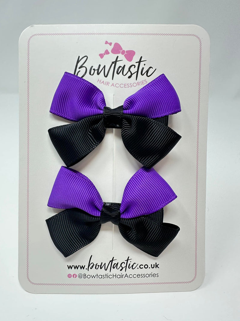 2.5 Inch Butterfly Bow - Purple & Black - 2 Pack