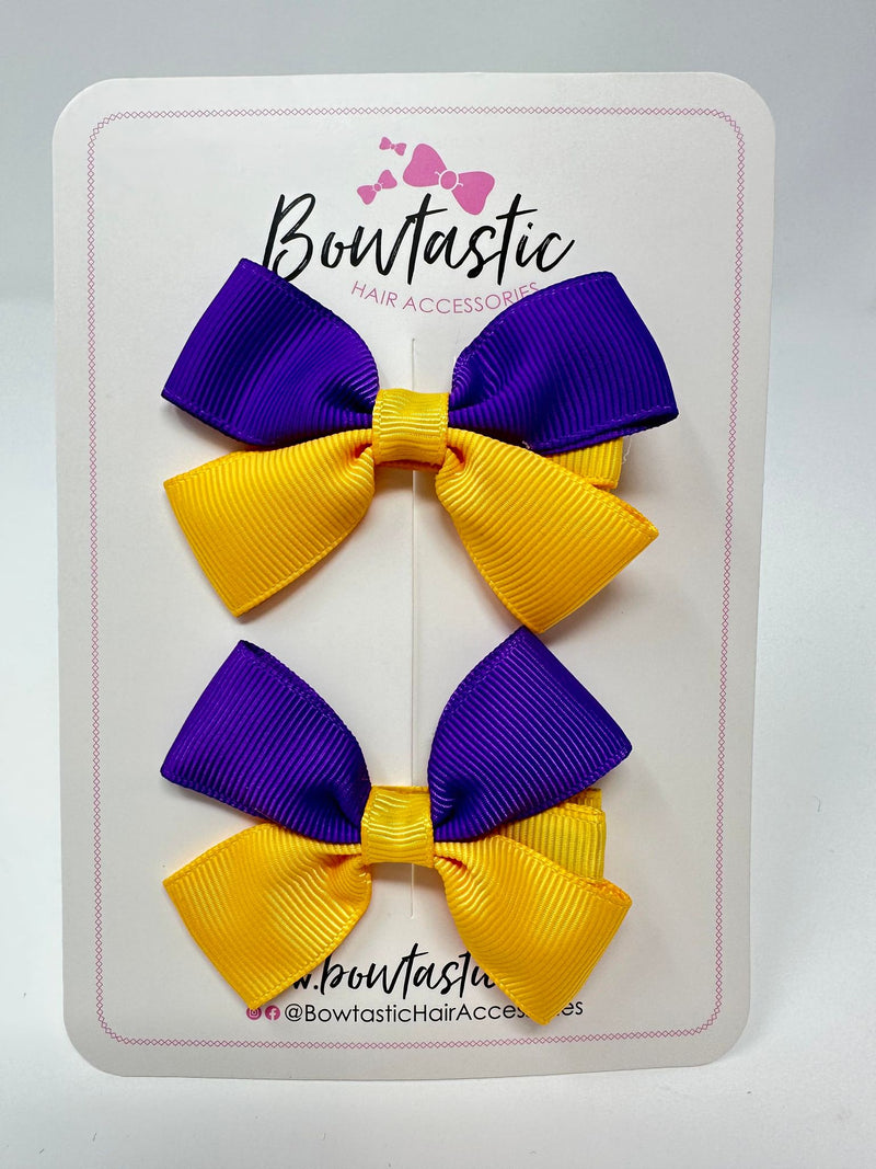 2.5 Inch Butterfly Bow - Purple & Yellow Gold - 2 Pack