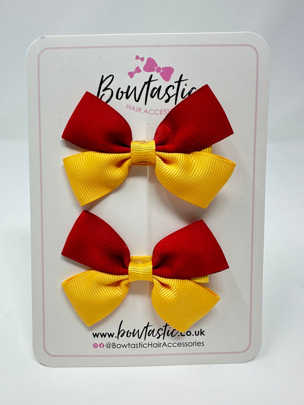 2.5 Inch Butterfly Bow - Red & Yellow Gold - 2 Pack