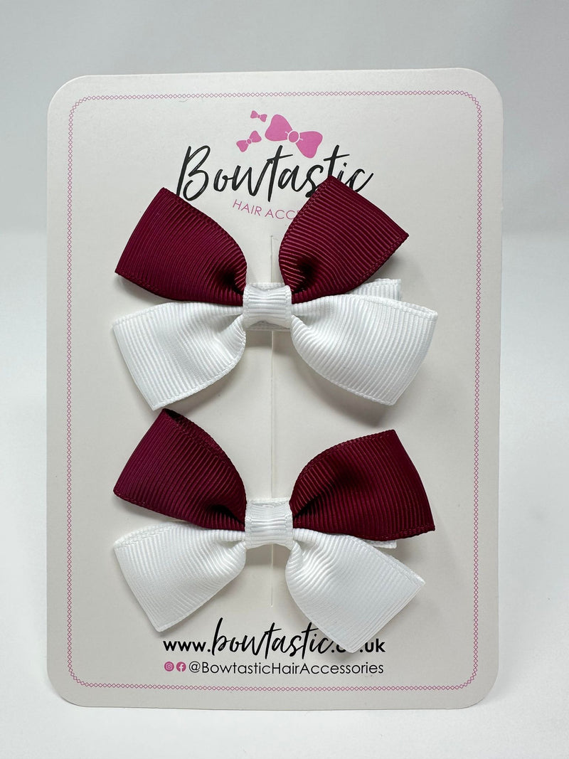 2.5 Inch Butterfly Bow - Wine & White - 2 Pack