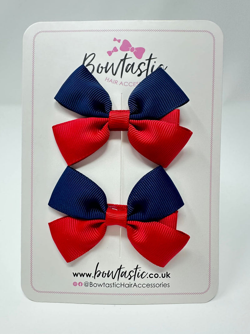 2.5 Inch Butterfly Bow - Red & Navy - 2 Pack