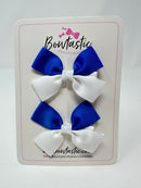 2.5 Inch Butterfly Bow - Royal Blue & White - 2 Pack