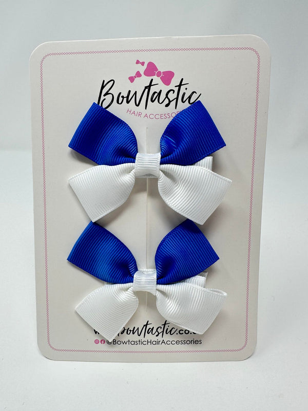 2.5 Inch Butterfly Bow - Royal Blue & White - 2 Pack