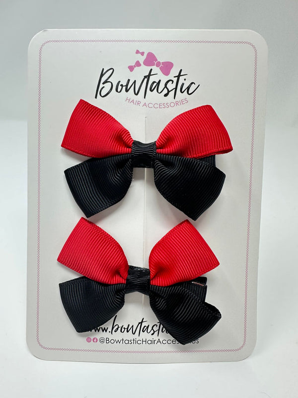 2.5 Inch Butterfly Bow - Red & Black - 2 Pack