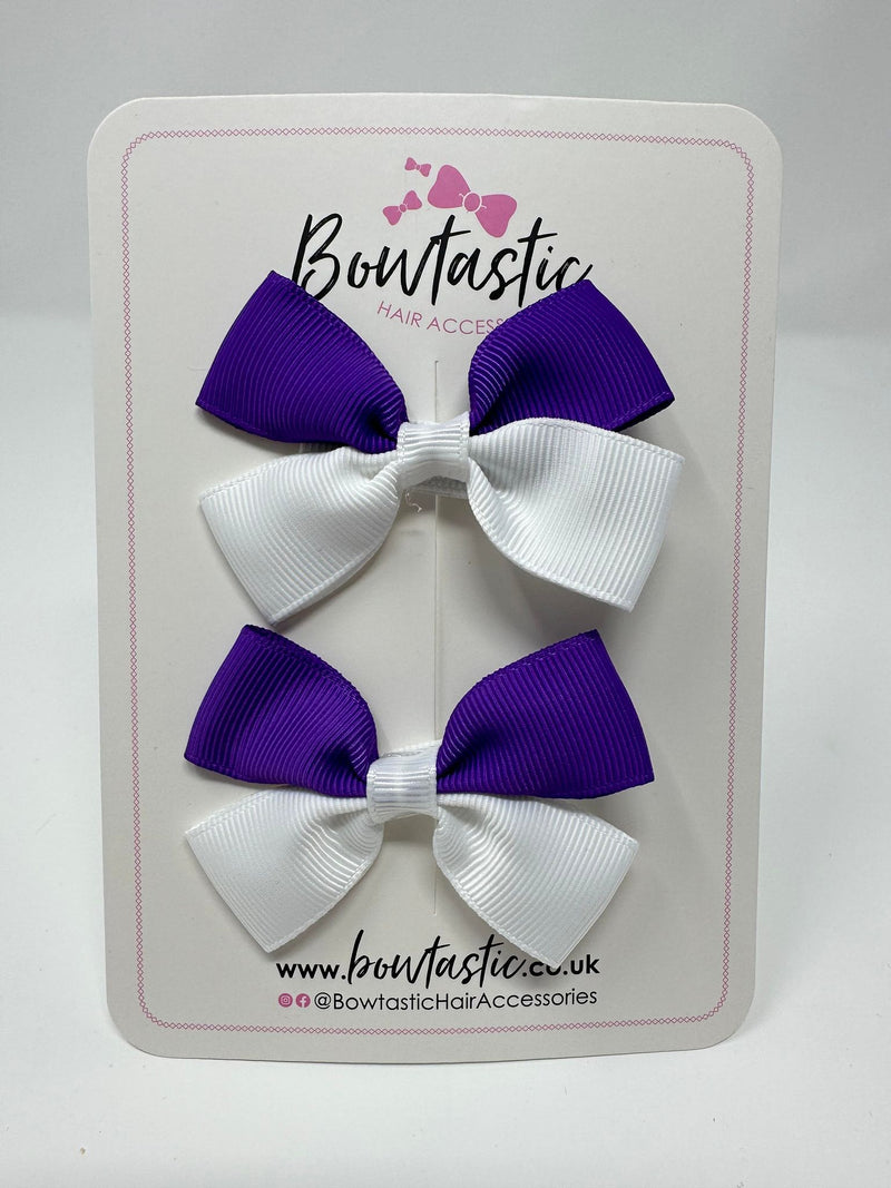 2.5 Inch Butterfly Bow - Purple & White - 2 Pack