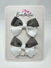 2.5 Inch Butterfly Bow - Metal Grey & White - 2 Pack
