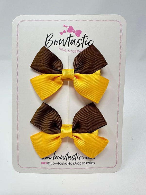 2.5 Inch Butterfly Bow - Turftan & Yellow Gold - 2 Pack