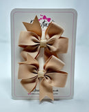 3 Inch Pinwheel Bow - Tan - 2 Pack